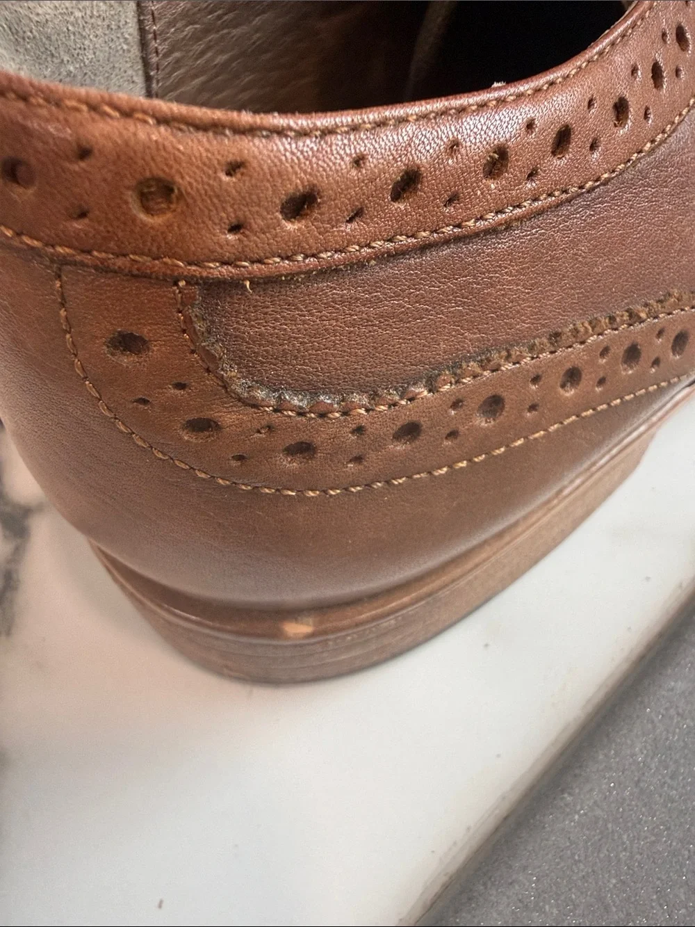 Rush by Gordon Rush men's brown leather wingtip brogue dress shoe size 11
